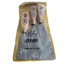 Kit 3 Espátula Betumadeira Raspa Obra Lancheria Cabo Madeira