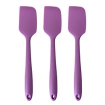 Kit 3 Espátula Pão Duro 27,5cm em Silicone Não risca o Antiaderente Raspador para Panela Doces Lilás