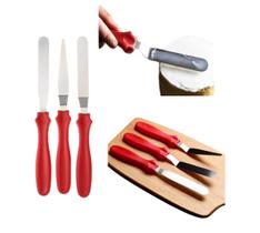 Kit 3 Espátulas Alisador Aço Inox Bolo Chantilly Cobertura