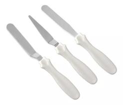 Kit 3 Espátulas Confeitar Bolo Torta Decorar Confeiteiro