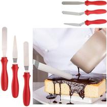 Kit 3 Espátulas Confeiteiro para Ganachear Decorar Quinar Alisadores de Bolo Tortas Bordas Ganache Chantily Perfeito para Cobertura Acabamento em Inox Kit 3 Espátulas Confeiteiro para Ganachear Decorar Quinar Alisadores de Bolo Tortas Bordas Ganache Chantily Perfeito para Cobertura Acabamento em Inox