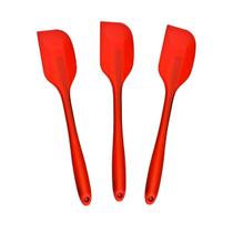Kit 3 Espátulas de Silicone Curva 28cm Vermelha Reforçada -