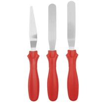 Kit 3 Espátulas Inox Confeiteiro Ganachear Confeitar Bolo