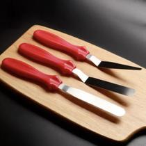 Kit 3 Espátulas Inox Para Confeitaria Alisador De Bolo Decorar