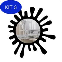 Kit 3 Espelho Decorativo Com Moldura - Splash Preto