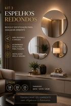 Kit 3 Espelhos Decorativos Redondos Parede Sala Quarto Banheiro Kit 3 Espelhos Decorativos Redondos Parede Sala Quarto Banheiro