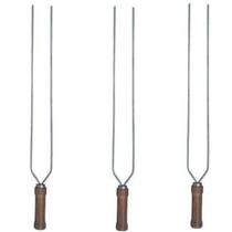 Kit 3 Espetos Duplo De Churrasco Cabo Madeira Lamina de Aço Kit 3 Espetos Duplo De Churrasco Cabo Madeira Lamina de Aço