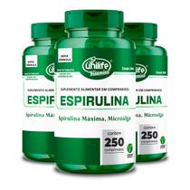 Kit 3 Espirulina Unilife 250 Comprimidos 1000mg