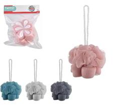 Kit 3 Esponja Bucha de Banho Flor Cinza Escuro Macia Nylon