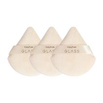 Kit 3 Esponja De Maquiagem Glass Ruby Rose Powder Puff P/ Pó C/ Apoio Para Dedos