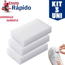 Kit 3 Esponja Mágica Branca Melamina Limpeza Tira Manchas Bucha Multiuso Kit 3 Esponja Mágica Branca Melamina Limpeza Tira Manchas Bucha Multiuso