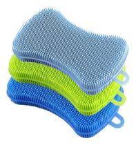 Kit 3 Esponja Silicone Antibacteriana Buchinha Cozinha Louça Azul_verde