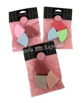 Kit 3 Esponjas Faciais De Maquiagem Triangular Base Corretivo Diversas Cores