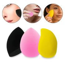 Kit 3 Esponjas Maquiagem Base Manga Gota Chanfrada Aplicador de Maquiagem Make Profissional Pó Base Corretivo Contorno Blush