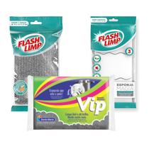 Kit 3 Esponjas Para Casa Cozinha Banheiro Multiuso Limpeza - Flash Limp