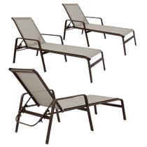 Kit 3 Espreguiçadeiras Sevilha Piscina Tela Sling Aluminio Resistente Kit 3 Espreguiçadeiras Sevilha Piscina Tela Sling Aluminio Resistente