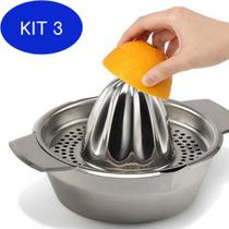 Kit 3 Espremedor de Laranja Manual em Aço Inox 12x11 cm - Ke