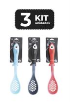 Kit 3 espumadeira de silicone 36 cm - sortido
