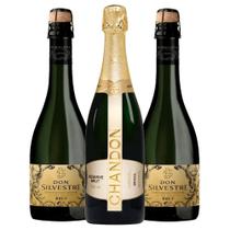 Kit 3 Espumantes 1 Chandon Réserve Brut + 2 Don Silvestre Brut