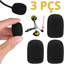 Kit 3 Espumas Protetora Filtro Ruído Microfone Headset Intercomunicador Lapela Anti Puff - CJJM