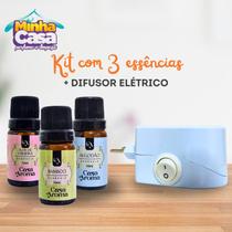 Kit 3 Essência Pura Super Concentrada para Aromatizador + 1 Difusor Elétrico Tomada Ambiente