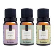 Kit 3 Essências 10ml - Bamboo, Capim Limão, Lavanda - Via Aroma