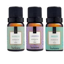 kIt 3 Essências Aromatizantes Via Aroma Lavanda Francesa - Bamboo - Breeze