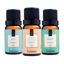 KIT 3 ESSÊNCIAS FAMÍLIA OLFATIVA FRESCOS 10 ML VIA Aroma