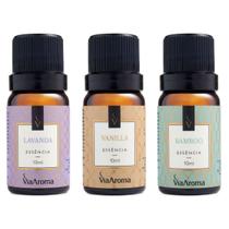 Kit 3 essencias - lavanda, vanilla e bamboo