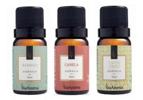 Kit 3 Essências Para Aromatizador de Ambientes Bamboo Canela e Capim Limão Via Aroma