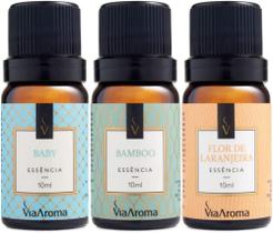 Kit 3 Essências Via Aroma - Aromatizador Aromaterapia 10ml Maça, Vanilla, Lavanda, Cerejeira, Bamboo Kit 3 Essências Via Aroma - Aromatizador Aromaterapia 10ml Maça, Vanilla, Lavanda, Cerejeira, Bamboo