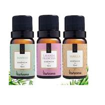 Kit 3 Essencias Via Aroma Para Aromatizador Difusor Eletrico10ml (Bamboo+Lavanda Francesa+Vanilla)