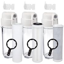 Kit 3 Estágio Filtro Agua Pura Cavalete Entrada Caixa Pia Cor Transparente Conexão 12 Royal B & B