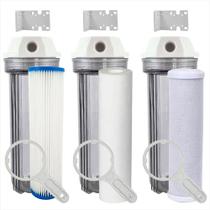 Kit 3 Estágio Filtro Agua Pura Cavalete Entrada Caixa Pia Transparente Kit 3 Estágio Filtro Agua Pura Cavalete Entrada Caixa Pia Transparente