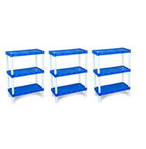 Kit 3 Estante Plástica Azul Com 3 Prateleiras Agraplast Kit 3 Estante Plástica Azul Com 3 Prateleiras Agraplast