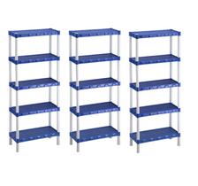 Kit 3 Estante Plástica Azul Com 5 Prateleiras Agraplast Kit 3 Estante Plástica Azul Com 5 Prateleiras Agraplast
