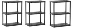 Kit 3 Estante Plástica Modular 3 Prateleiras Preta