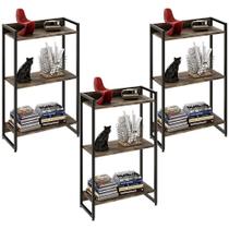 Kit 3 Estantes 3 Prateleiras 104X60Cm Carvalho Dark Kit 3 Estantes 3 Prateleiras 104X60Cm Carvalho Dark