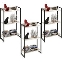 Kit 3 Estantes Escritório 3 Prateleiras 104x60cm Snow