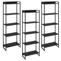 Kit 3 Estantes Escritório 5 Prateleiras 186x60cm Onix