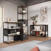 Kit 3 Estantes Industrial Telada Marrom/Preto/Mel