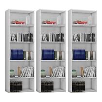 Kit 3 Estantes Livreiro 4 Prateleiras Luiza Branco - AJL Móveis