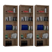Kit 3 Estantes Livreiro 4 Prateleiras Luiza Castanho - AJL Móveis Kit 3 Estantes Livreiro 4 Prateleiras Luiza Castanho - AJL Móveis