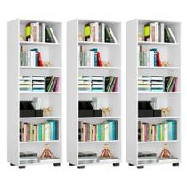 Kit 3 Estantes Livreiro 6 Prateleiras Office Branco - Móveis Leão