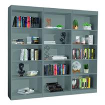 Kit 3 Estantes Livreiro Office Multiuso 12 Prateleiras Cinza J&A Kit 3 Estantes Livreiro Office Multiuso 12 Prateleiras Cinza J&A
