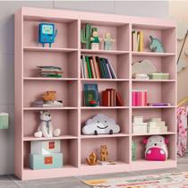 Kit 3 Estantes Livreiro Office Multiuso 12 Prateleiras