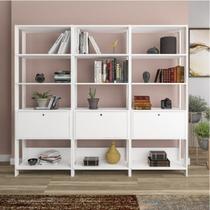 Kit 3 Estantes Multiuso Alta 4 Prateleiras 1 Porta 166CMX189CM Match Artely Branco Kit 3 Estantes Multiuso Alta 4 Prateleiras 1 Porta 166CMX189CM Match Artely Branco