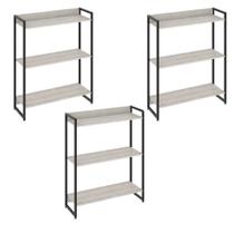 Kit 3 Estantes Multiuso Escritório Industrial 3 Prateleiras Areta 104x80cm C01 Snow - Lyam Decor Kit 3 Estantes Multiuso Escritório Industrial 3 Prateleiras Areta 104x80cm C01 Snow - Lyam Decor