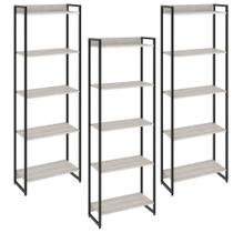 Kit 3 Estantes Multiuso Escritório Industrial 5 Prateleiras Areta 186x60cm C01 Snow - Lyam Decor Kit 3 Estantes Multiuso Escritório Industrial 5 Prateleiras Areta 186x60cm C01 Snow - Lyam Decor