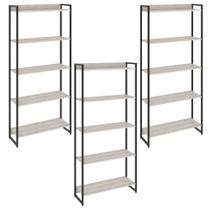 Kit 3 Estantes Multiuso Escritório Industrial 5 Prateleiras Areta 186x80cm C01 Snow - Lyam Decor Kit 3 Estantes Multiuso Escritório Industrial 5 Prateleiras Areta 186x80cm C01 Snow - Lyam Decor